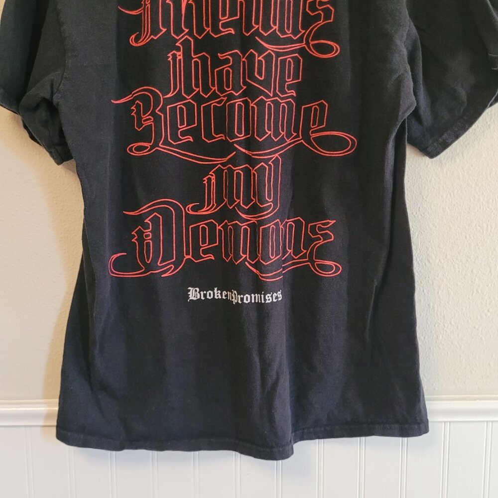 Broken Promises "My Friends Have Become My Demons" Skeleton Graphic Tee - M - Picture 6 of 7